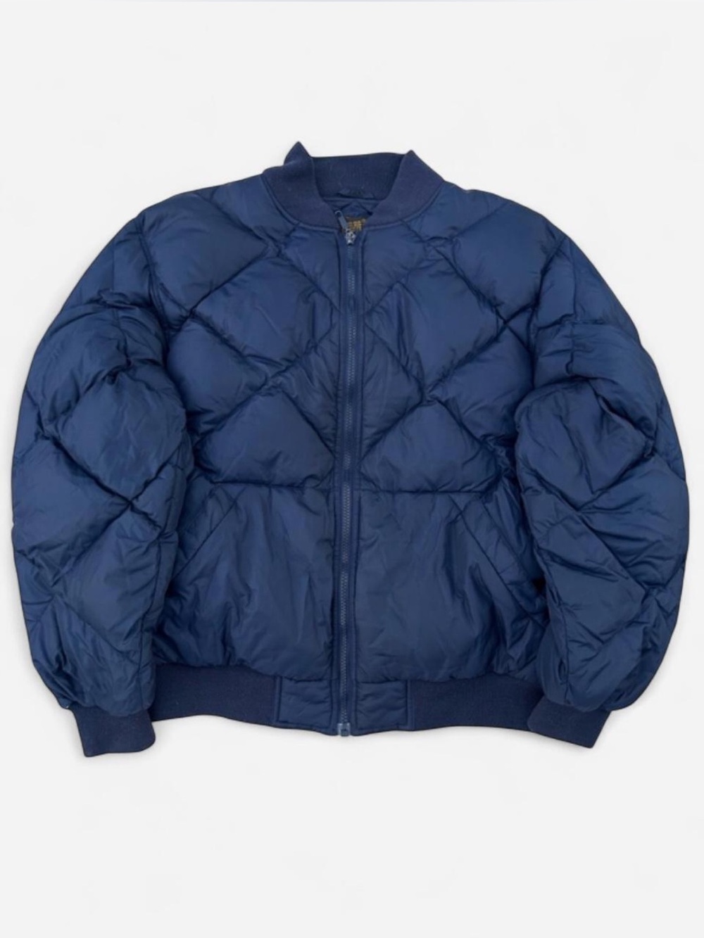 Vintage Eddie Bauer Navy Goose Down Quilted Puffer Zip Up Jacket, Gorpcore
